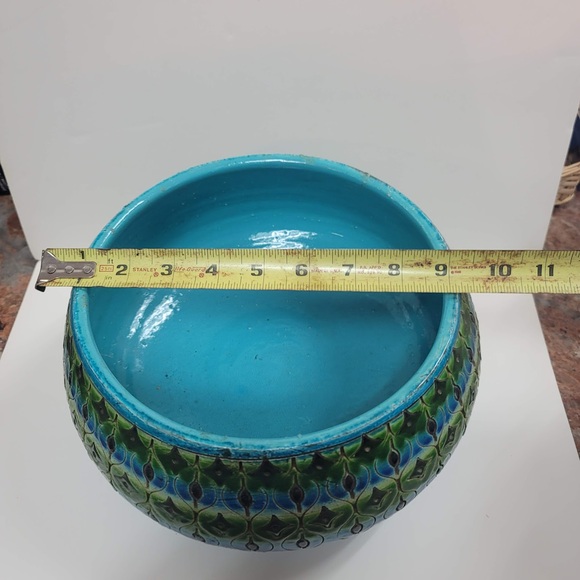 Bitossi Italy Console Bowl w/ Matching Candlestick Art Pottery Rimini blue Green - Picture 5 of 13
